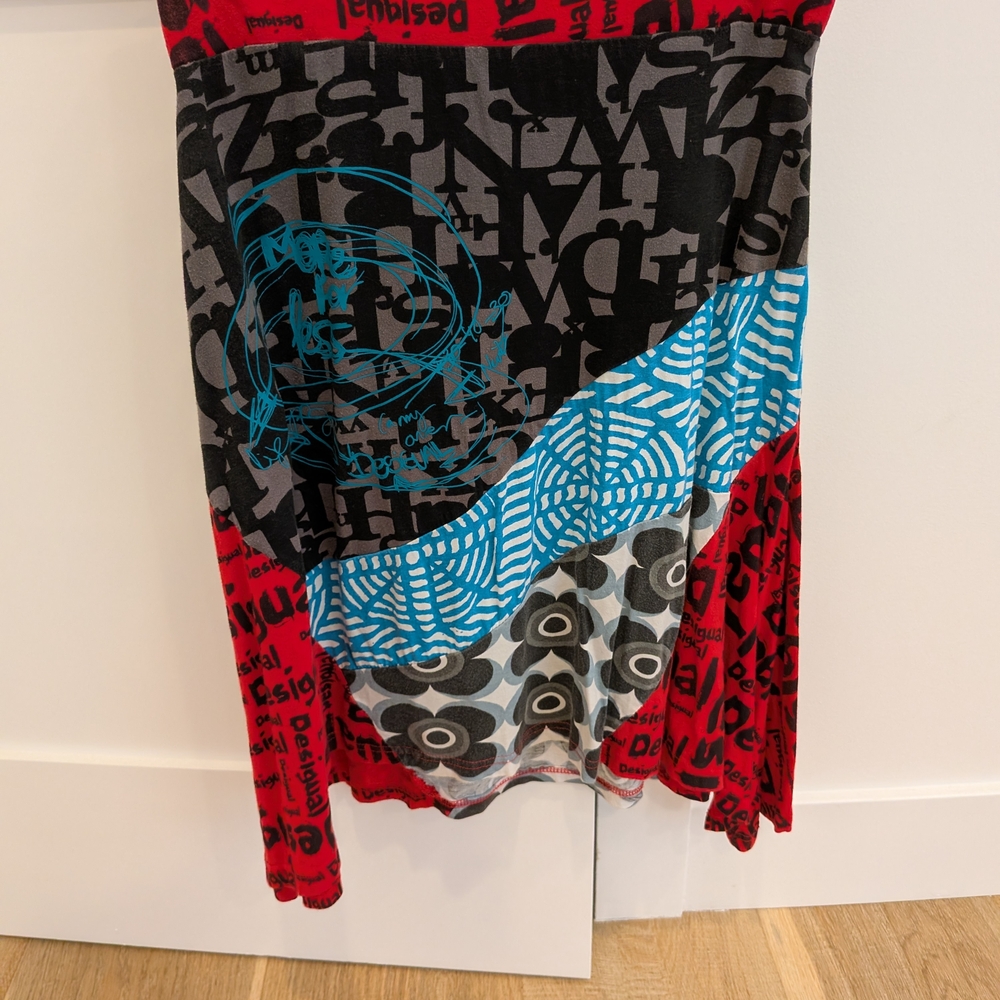 Desigual Asymmetrical Skirt - Red, Black, Blue